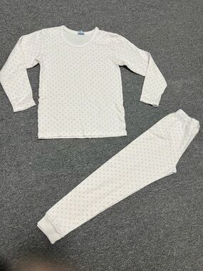 Classic Kids White Pajama Set with Pink Heart Print